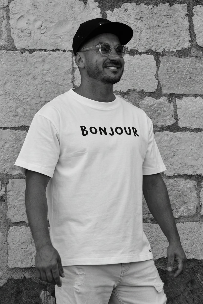 T-shirt « Bonjour / Au revoir » - Blanc