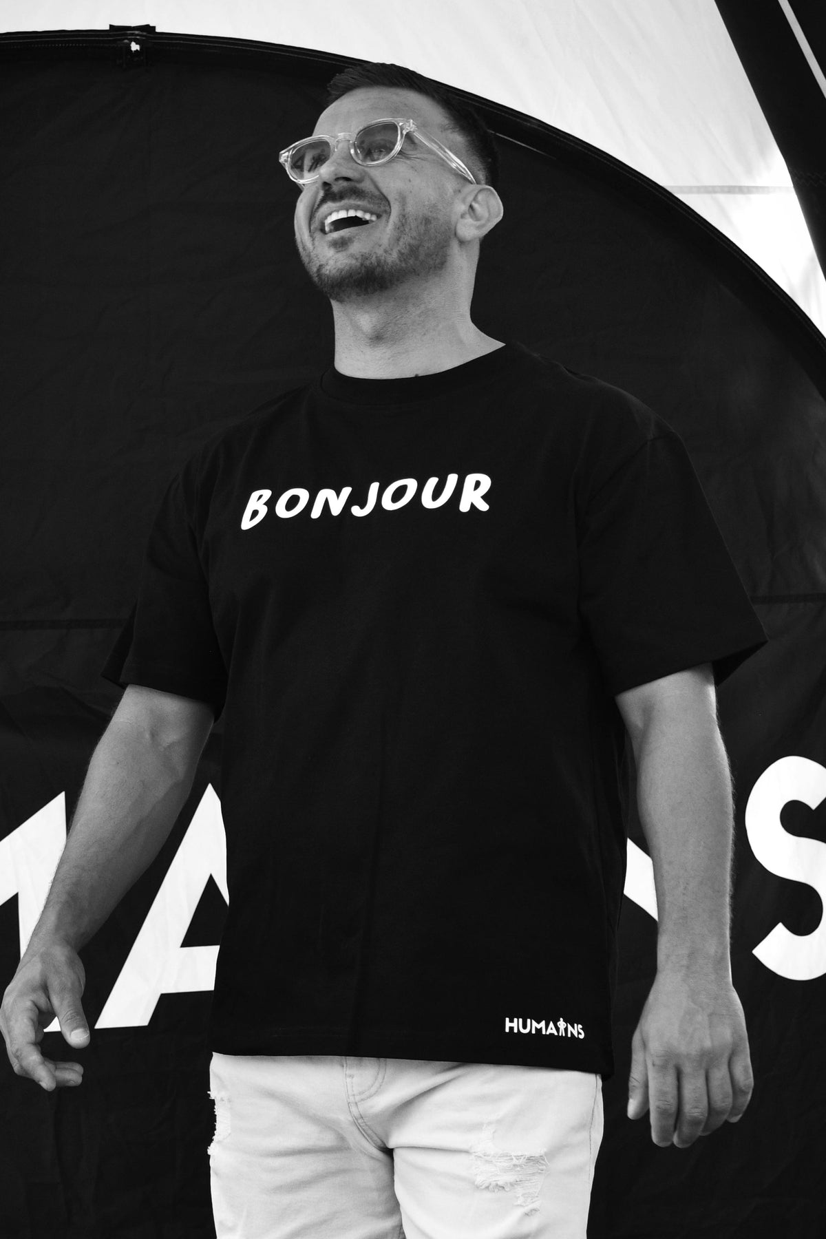 T-shirt « Bonjour / Au revoir » - Noir