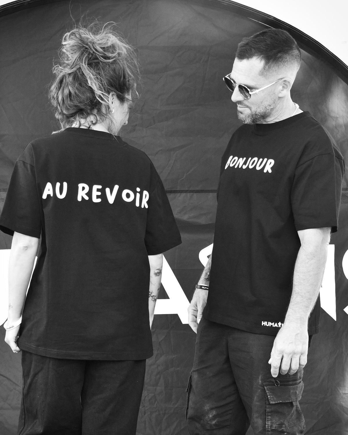 T-shirt « Bonjour / Au revoir » - Noir