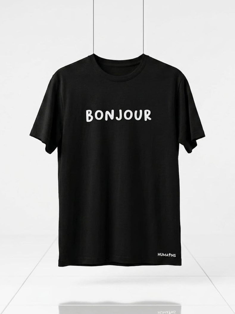 T-shirt « Bonjour / Au revoir » - Noir